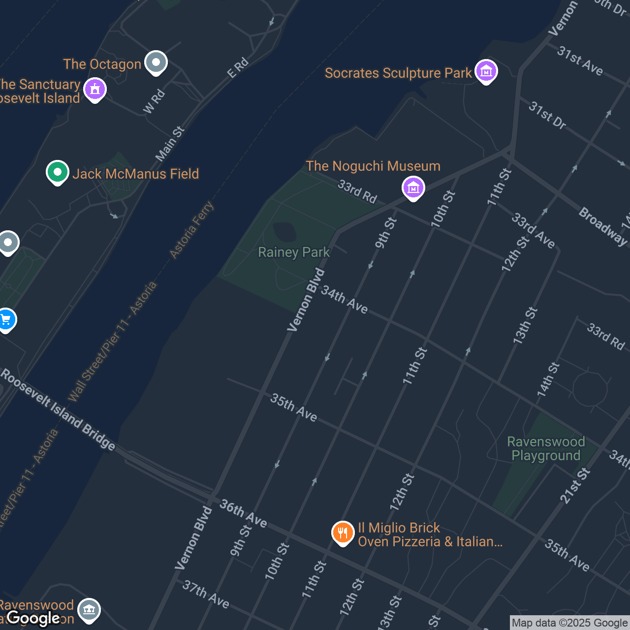 A map that marks the location of 34-11 Vernon Blvd 
Astoria, NY 11106
